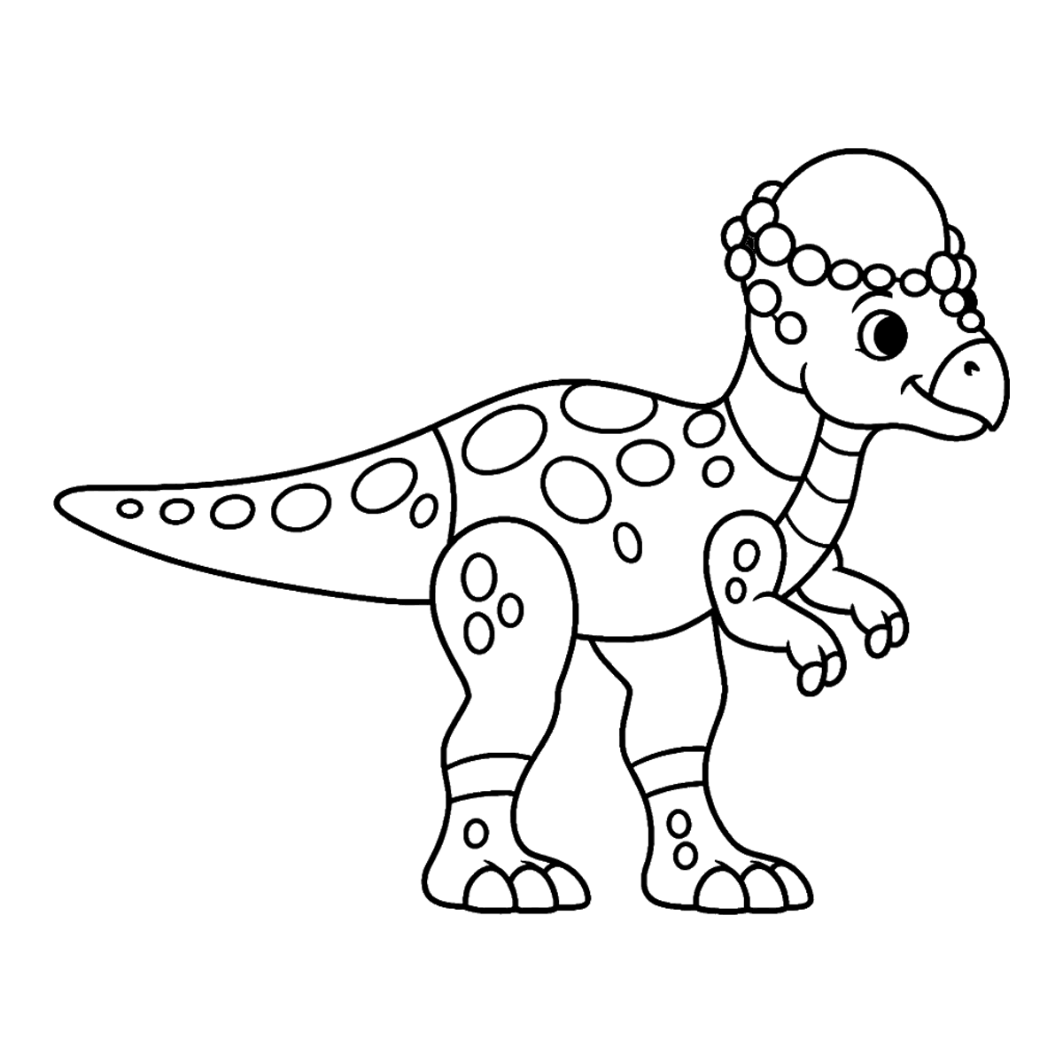 Pachycephalosaurus coloring page: a sturdy dinosaur with a high dome head, ready to color