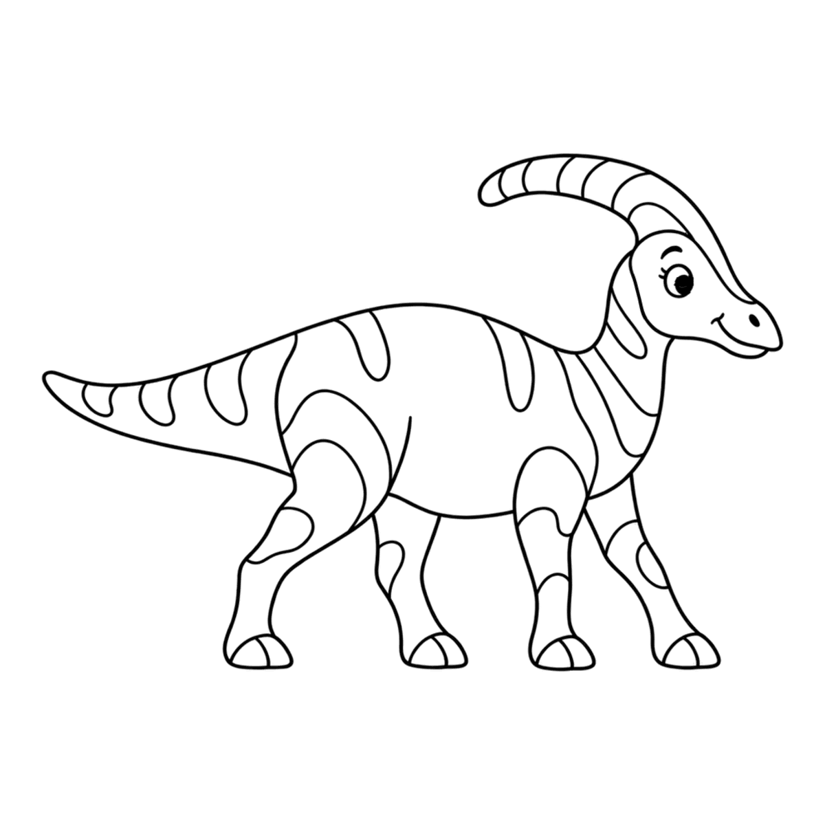 Parasaurolophus coloring page: a parasaurolophus with a long head crest, ready to color