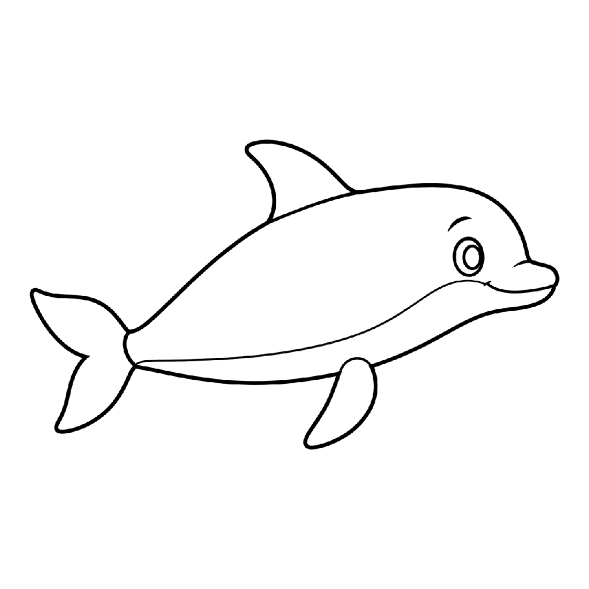 Dolphin coloring page: a smiling dolphin, ready to color