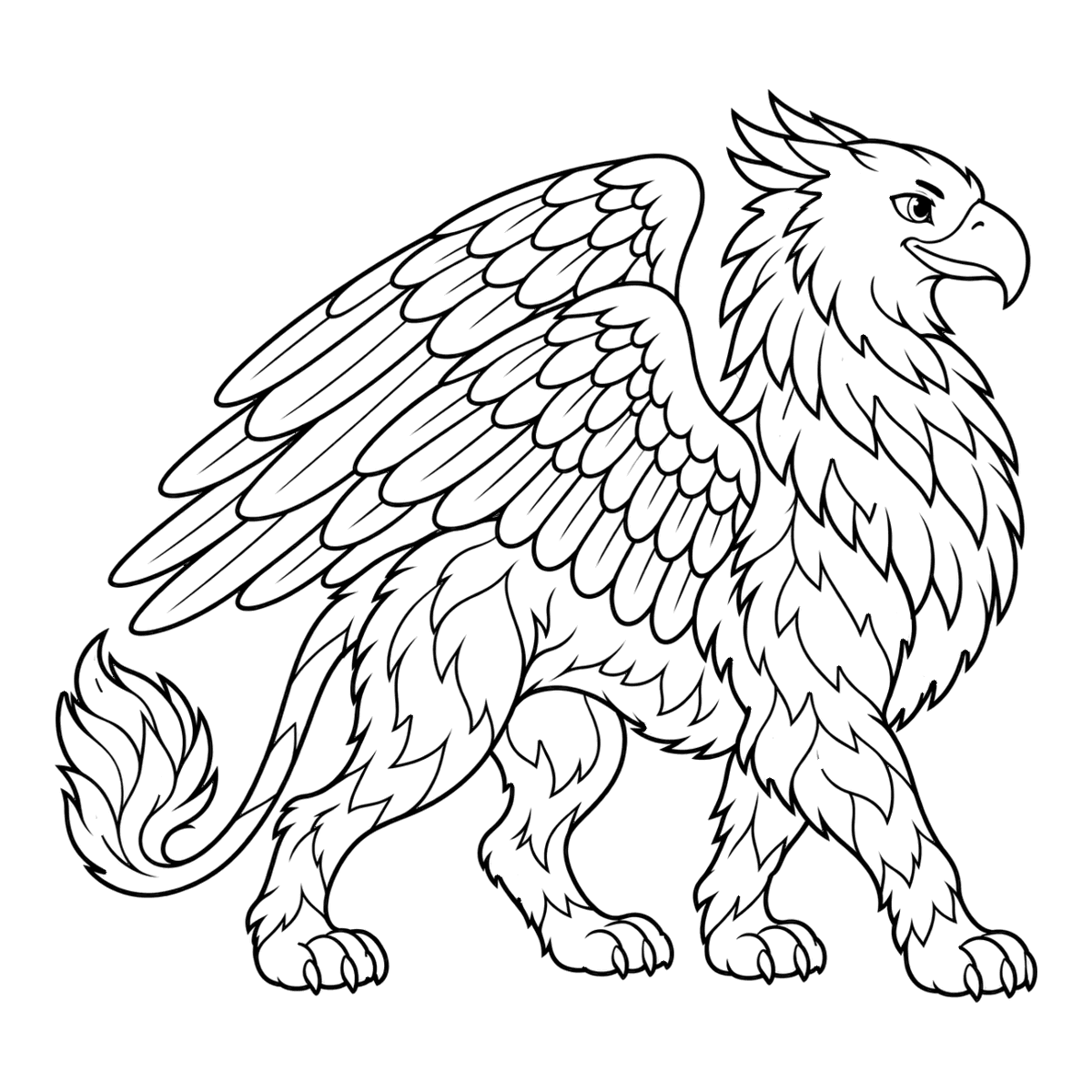 Griffin coloring page: a griffin with an eagle’s head and a lion’s body, ready to color