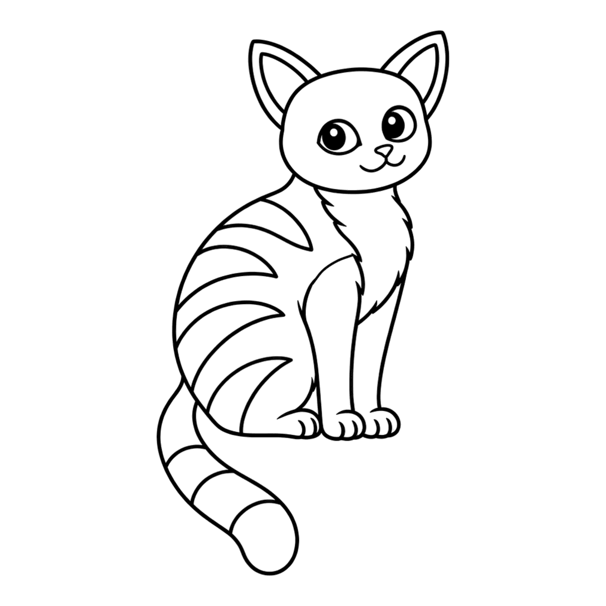 Barn cat coloring page: a ginger barn cat sitting on a rail, ready to color