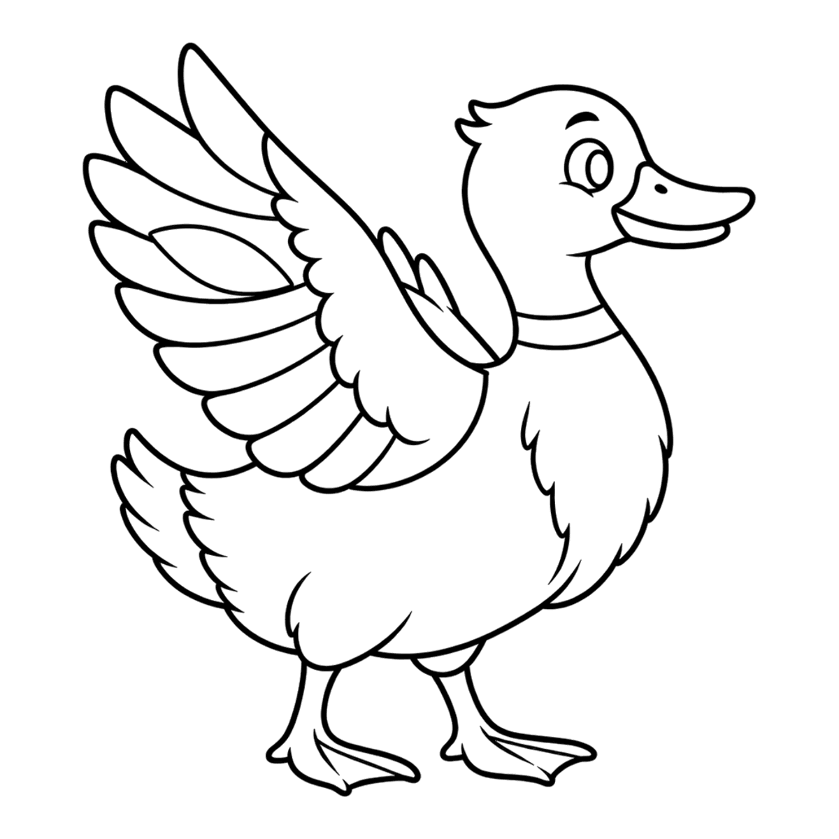 Duck coloring page: a duck with a broad bill, ready to color