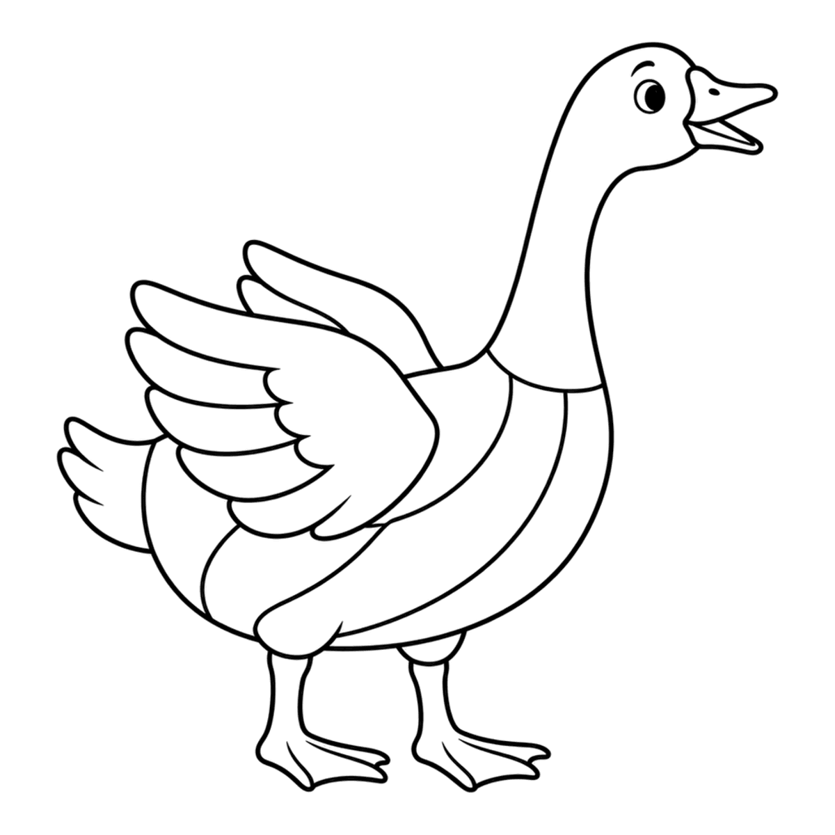 Goose coloring page: a white goose with a long neck, ready to color