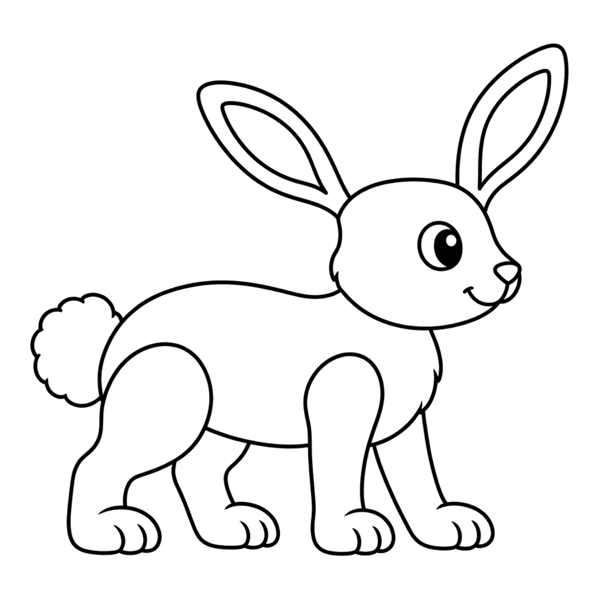 Rabbit coloring page: a soft rabbit with long ears, ready to color