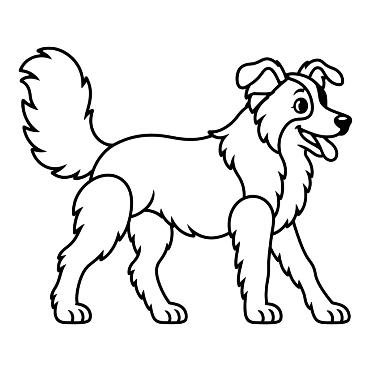 Sheepdog coloring page: a friendly black-and-white sheepdog, ready to color