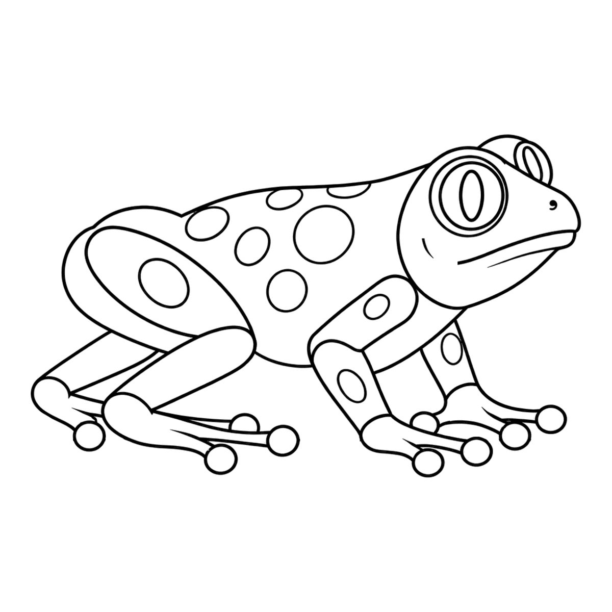 Tree frog coloring page: a spotted tree frog sitting with its eyes closed, ready to color