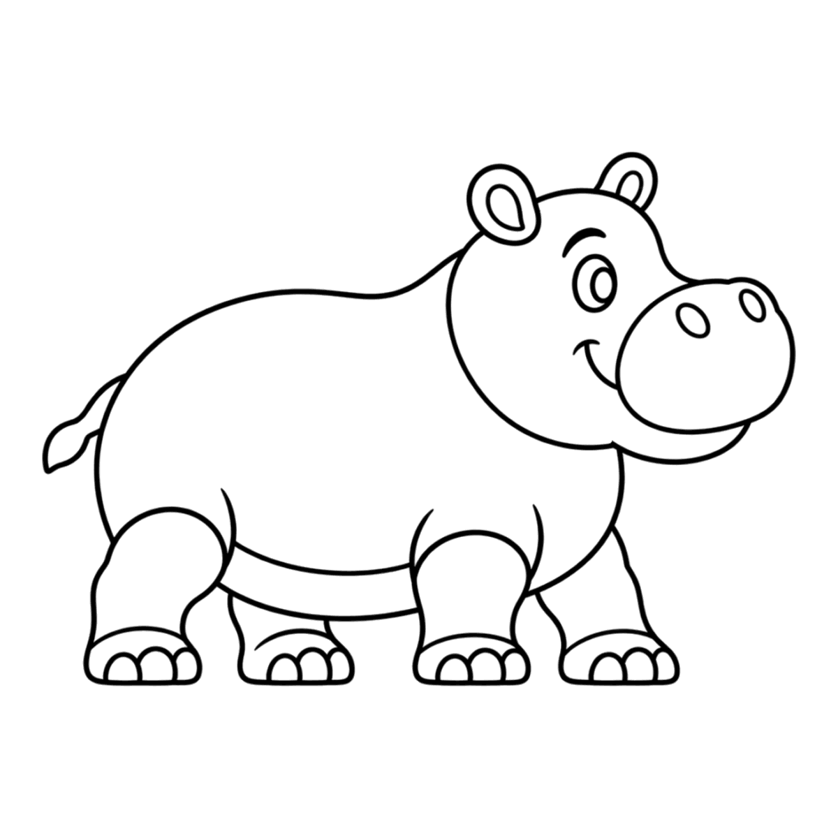 Hippo coloring page: a round, friendly hippo, ready to color