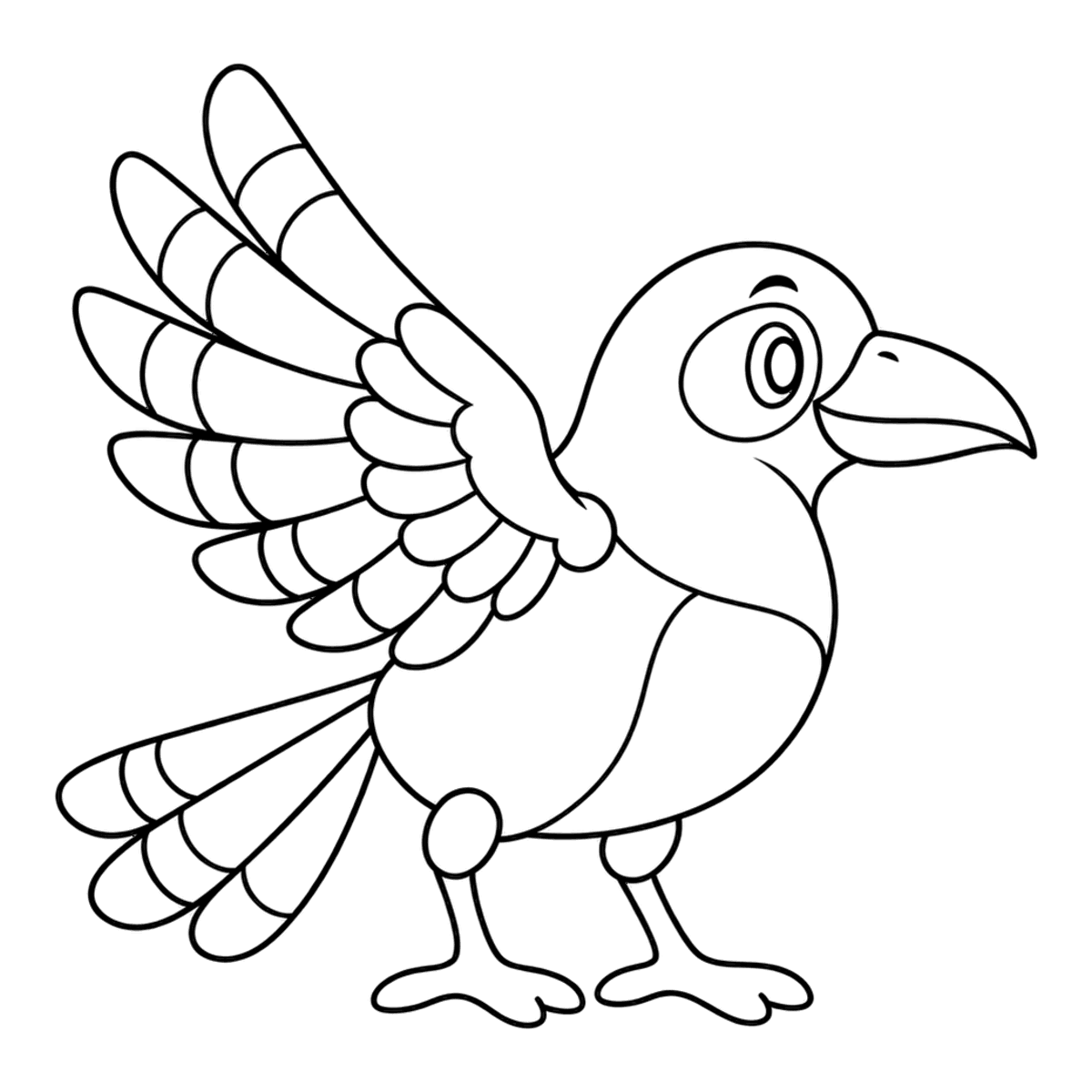 Crow coloring page: a crow with glossy feathers, ready to color