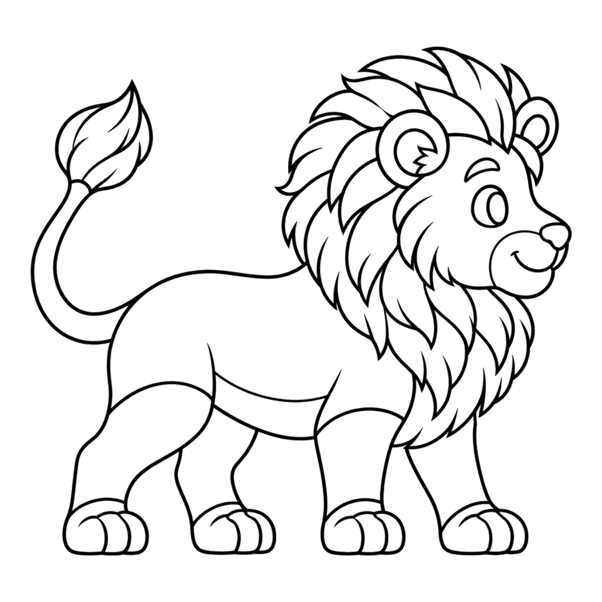 Lion coloring page: a friendly lion with a big mane, ready to color