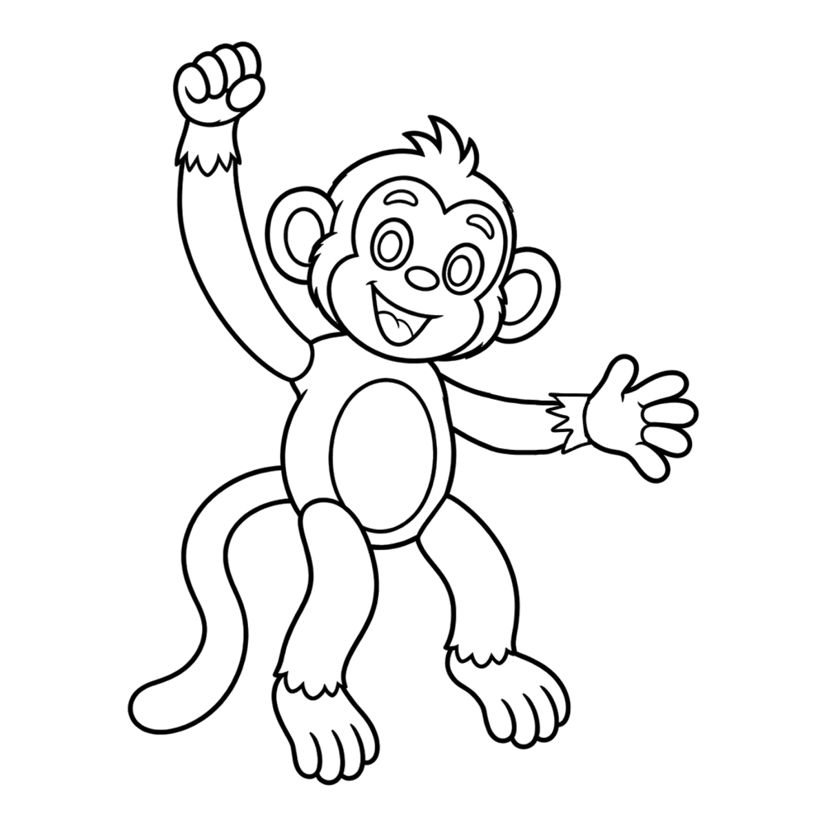 Monkey coloring page: a playful monkey with a long tail, ready to color