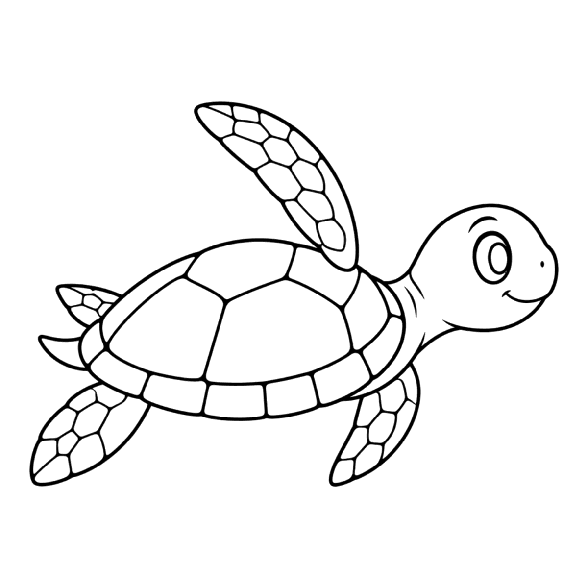 Sea turtle coloring page: a sea turtle with a patterned shell, ready to color