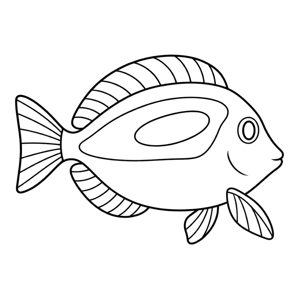 Blue tang coloring page: a blue tang fish, ready to color