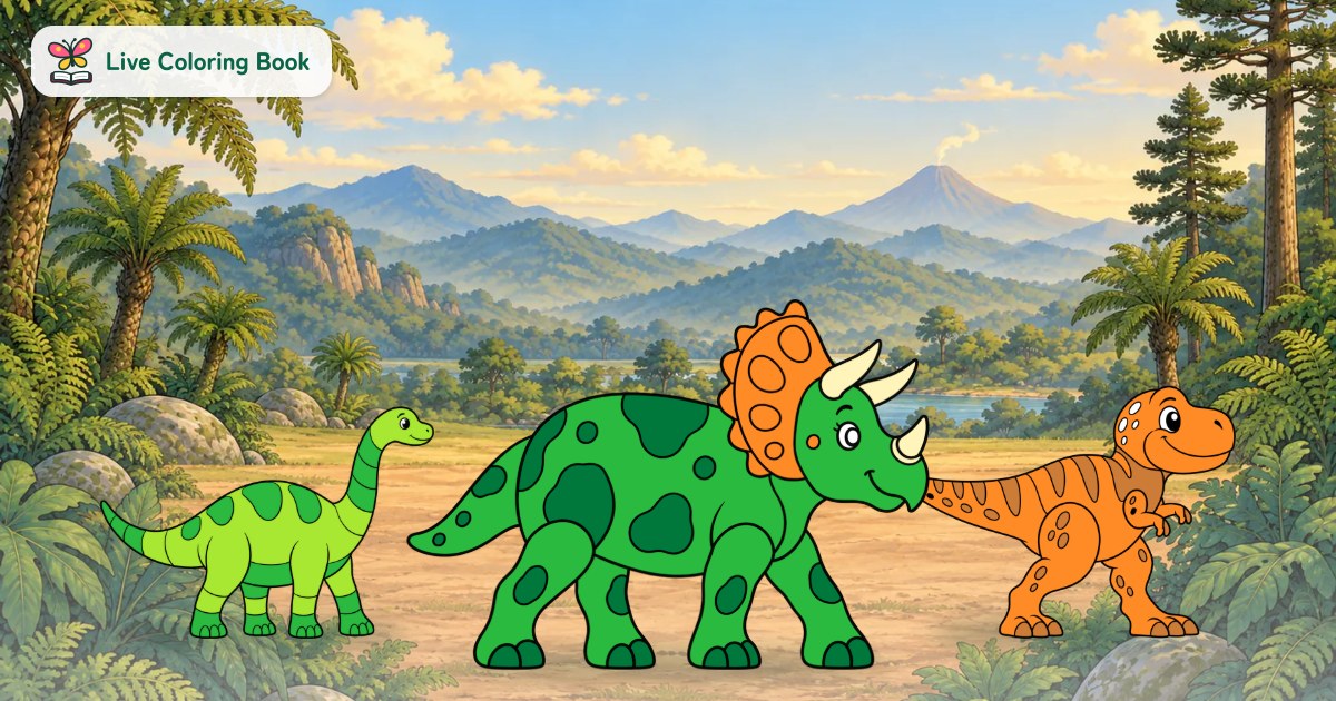 Dinosaur valley: a dinosaur world to color that comes alive